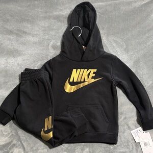 Nike Black Hoodie and Joggers with Gold Logo